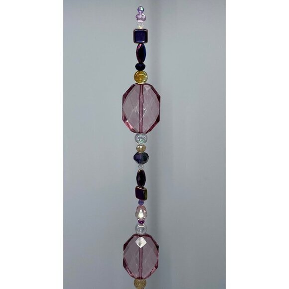 Beaded Suncatcher - Purple Gold - Clear Crystal Prism Ring - Hanging Decor - Picture 12 of 16